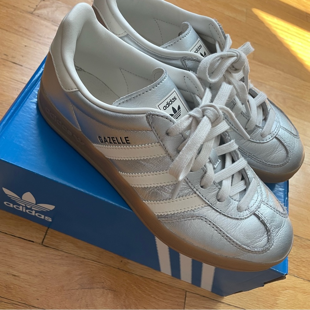 Adidas Gazelle silver Leather Sneakers